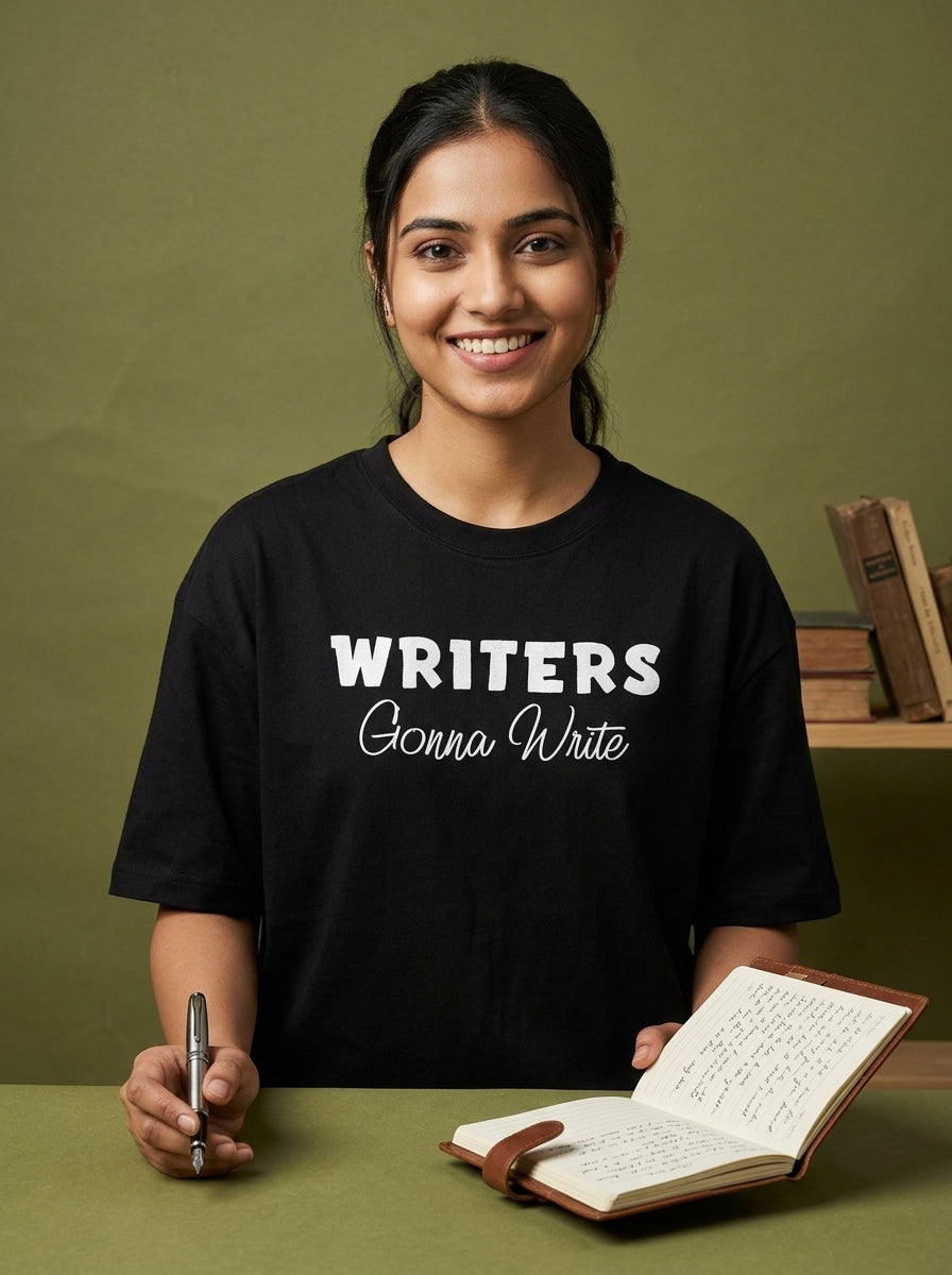 Writers Gonna Write- Black Round Neck Writer T-shirt