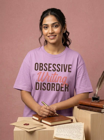 Obsessive Writing Disorder- Light Pink Round Neck Writer T-shirt