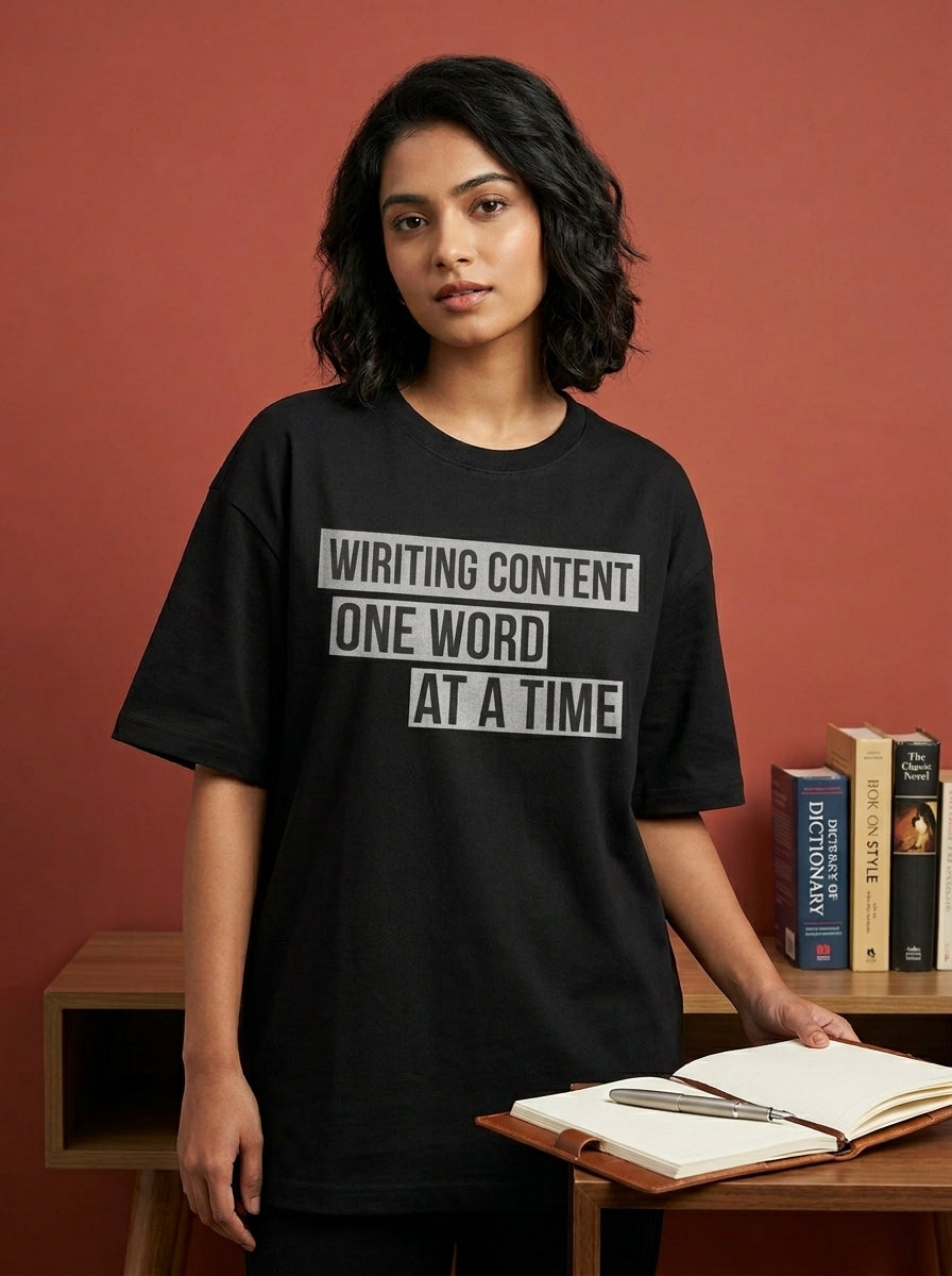Writing Content- Black Round Neck Writer T-shirt