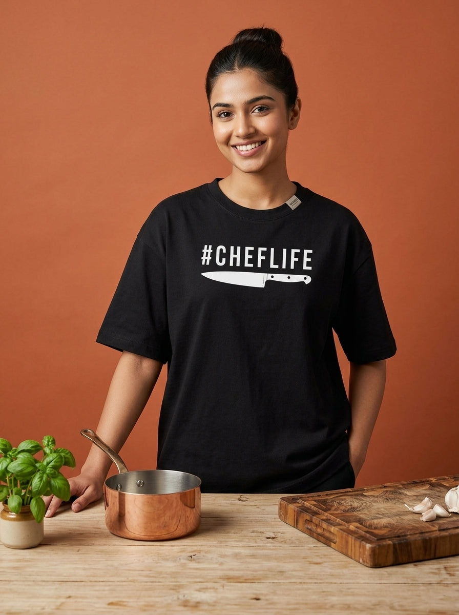 Chef Life- Black Crew Neck Chef T-shirt
