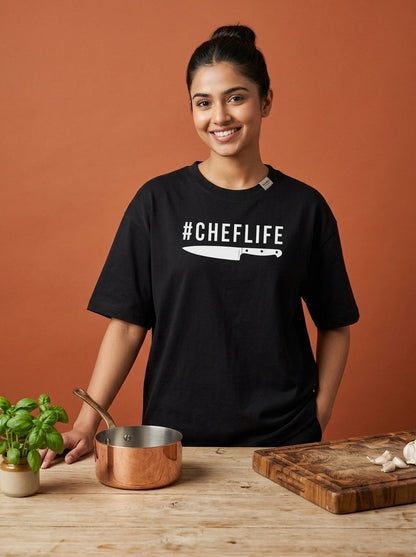 Chef Life- Black Crew Neck Chef T-shirt