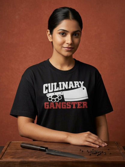 Culinary Gangster- Black Crew Neck Chef T-shirt