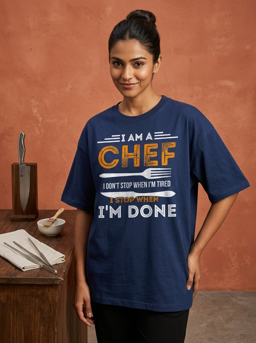 I Am A Chef- Navy Blue Chef Oversized Tshirt