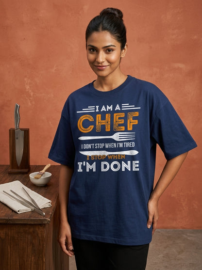 I Am A Chef- Navy Blue Chef Oversized Tshirt