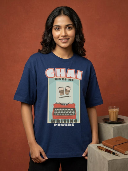 Chai & Writing- Navy Blue Round Neck Writer T-shirt