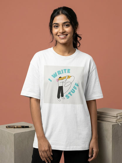 I write Stuff- White Round Neck Writer T-shirt