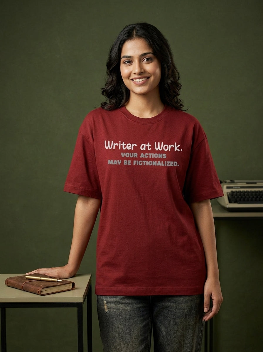 Writer at Work- Maroon Round Neck Writer T-shirt