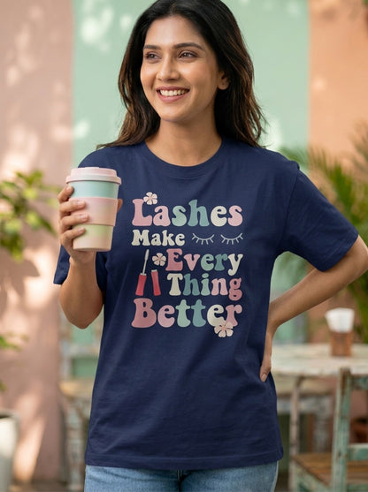 Lashes for Better- Navy Blue Round Neck Unisex Makeup Artist T-shirt