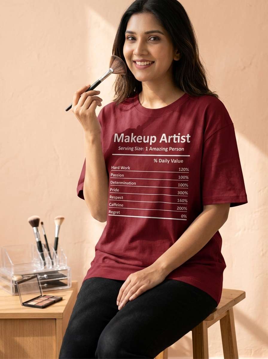 Makeup Artist Ingredients - Maroon Round Neck Makeup Artist Unisex Tshirt