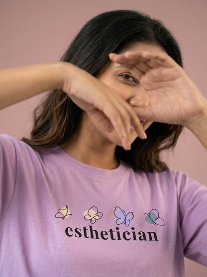Esthetician- Lavender Round Neck Unisex Makeup Artist T-shirt