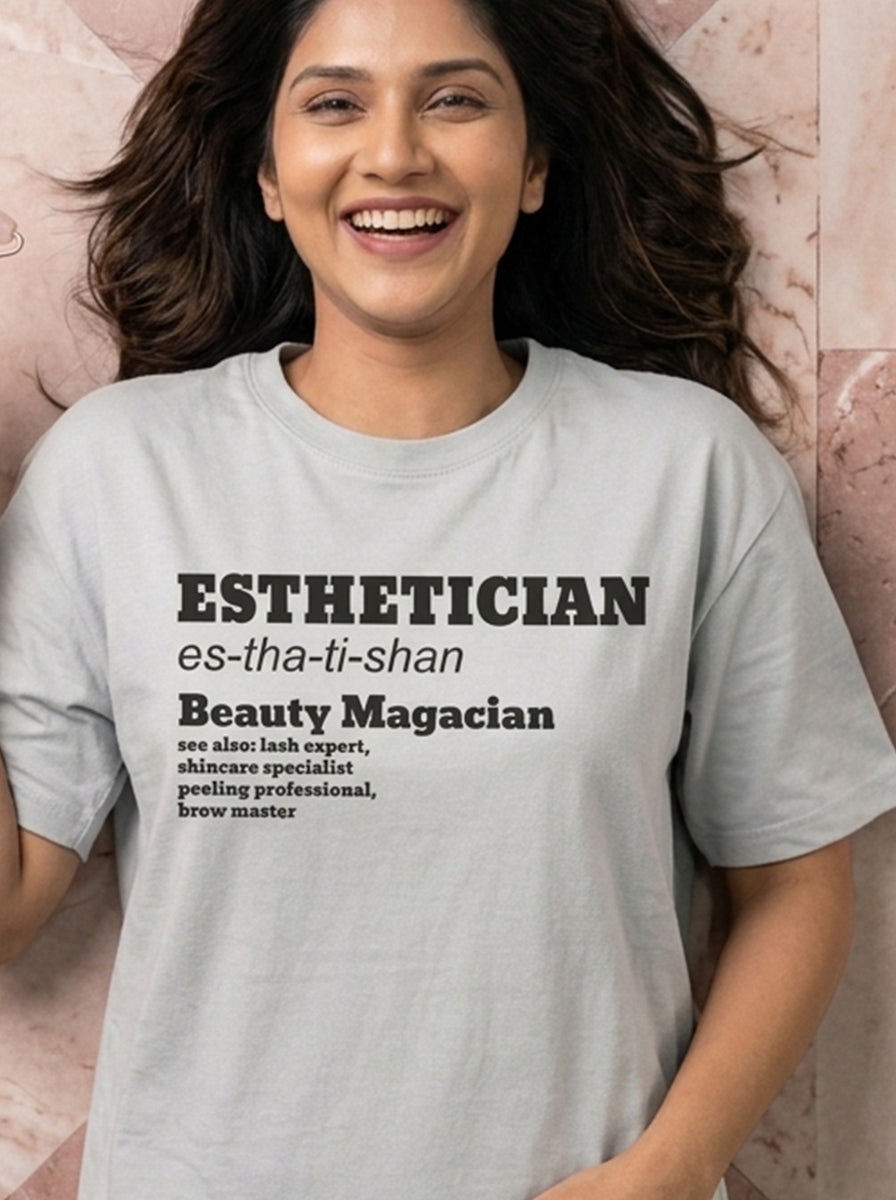 Esthetician Meaning- White Round Neck Unisex Makeup Artist T-shirt