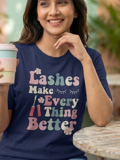 Lashes for Better- Navy Blue Round Neck Unisex Makeup Artist T-shirt