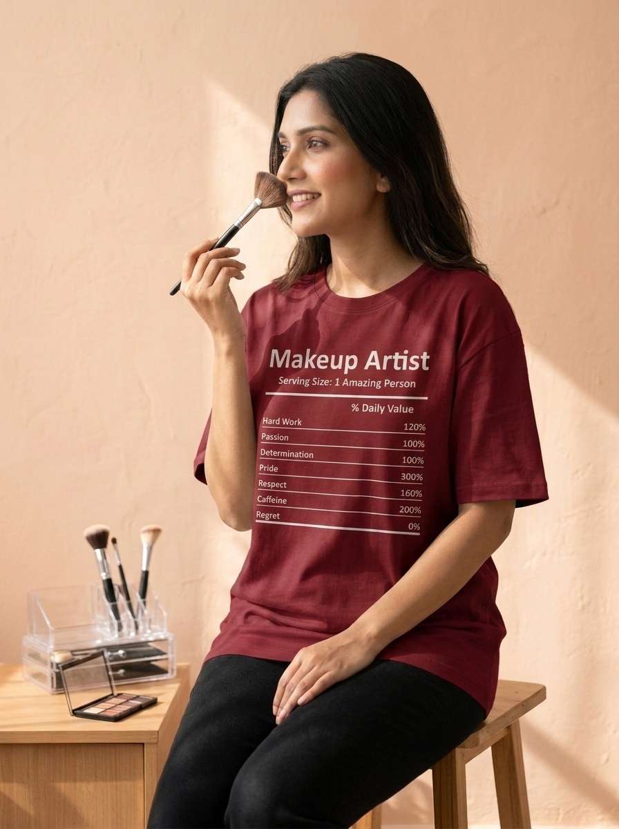 Makeup Artist Ingredients - Maroon Round Neck Makeup Artist Unisex Tshirt