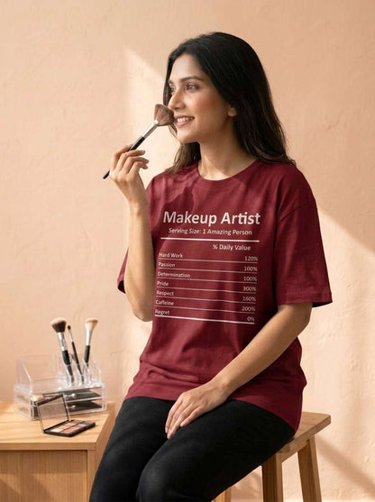 Makeup Artist Ingredients - Maroon Round Neck Makeup Artist Unisex Tshirt