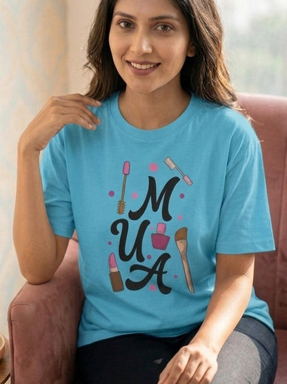 MUA- Sky Blue Round Neck Unisex Makeup Artist T-shirt