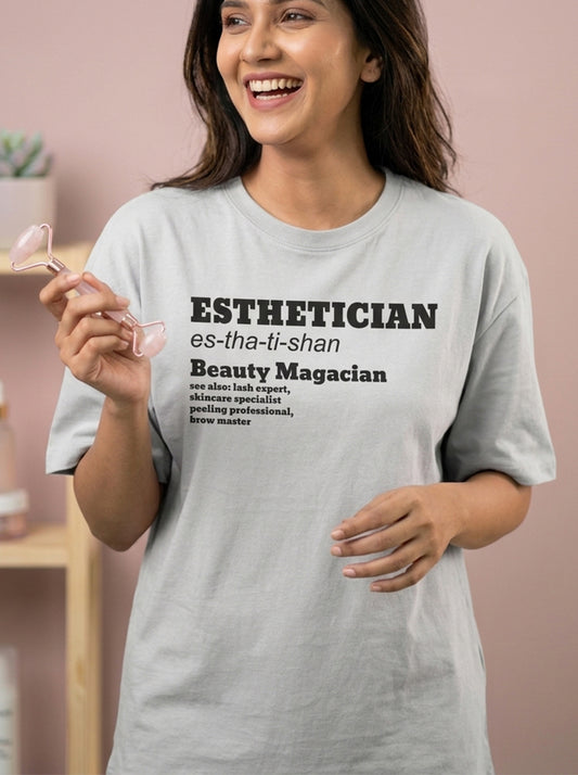 Esthetician Meaning- White Round Neck Unisex Makeup Artist T-shirt
