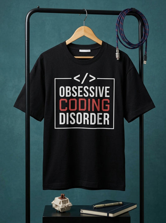 Obsessive Coding Disorder- Black Round Neck Coding T-shirt