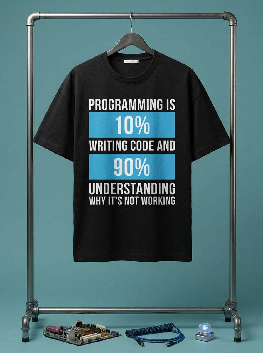 Programming Is- Black Round Neck Coding T-shirt