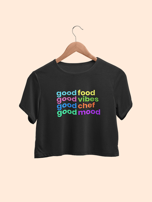 Good Food Good Chef- Black Chef Crop Top