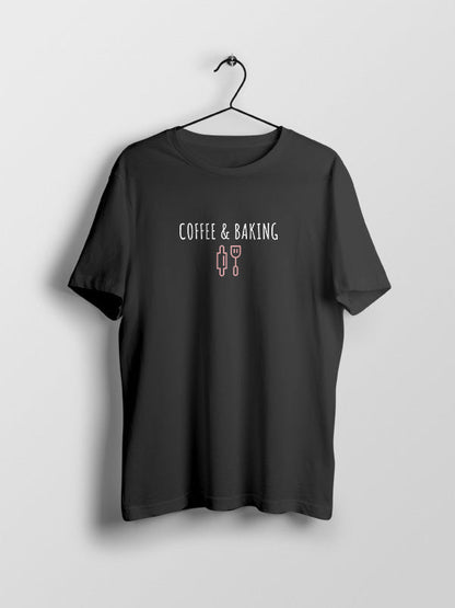 Coffee and Baking - Black Round Neck Baking T-shirt