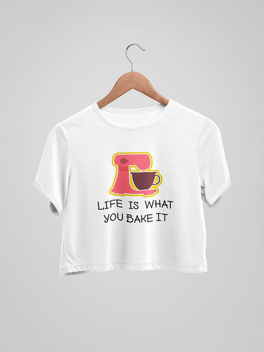 Life is what you Bake- White Baking Crop Top