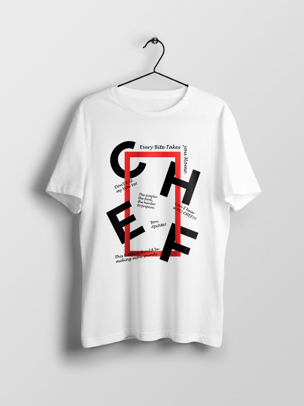 Chef Abstrast- White Crew Neck Chef T-shirt