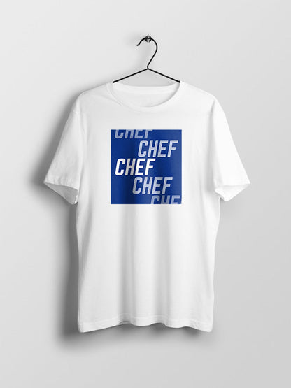 Chef Blue- White Crew Neck Chef T-shirt