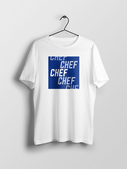 Chef Blue- White Crew Neck Chef T-shirt