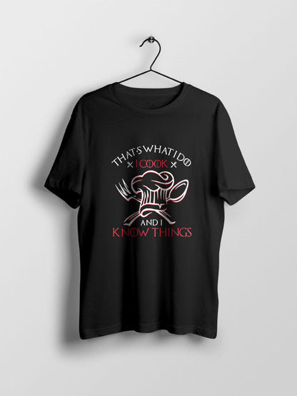 Cook and Know Things- Black Crew Neck Chef T-shirt