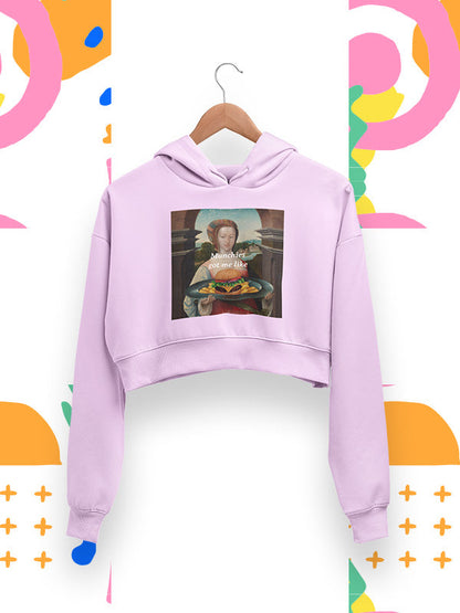 Munchies got me- Lavender Crop Hoodie