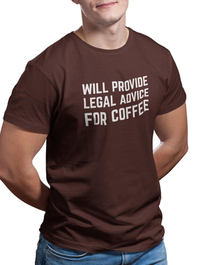 Legal Advice for Coffee- Coffee Brown Round Neck Lawyer T-shirt