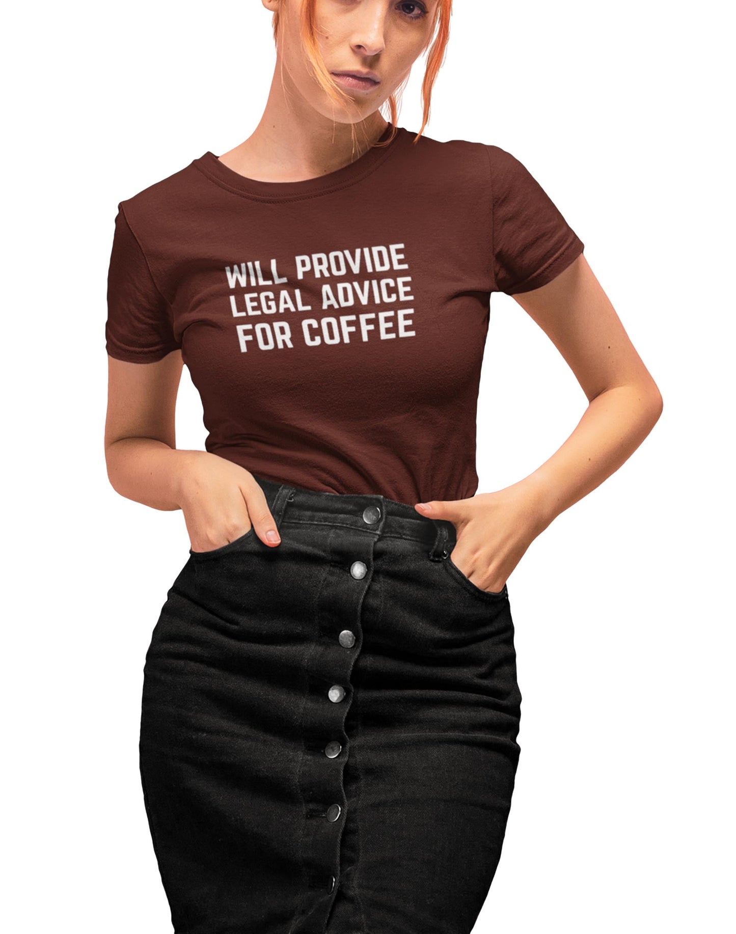 Legal Advice for Coffee- Coffee Brown Round Neck Lawyer T-shirt