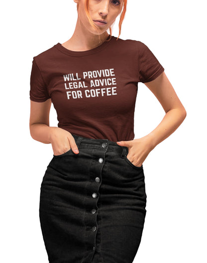 Legal Advice for Coffee- Coffee Brown Round Neck Lawyer T-shirt