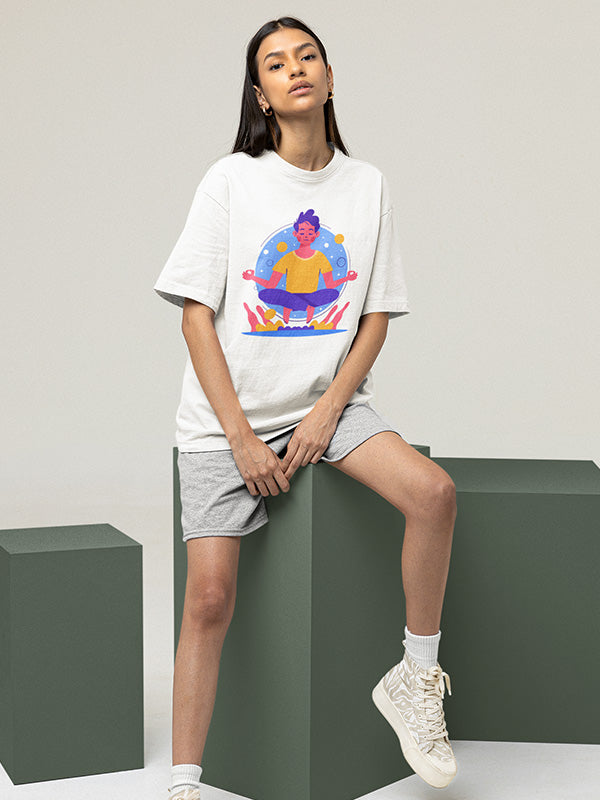 Meditation cartoon - Yoga Oversized Tshirt