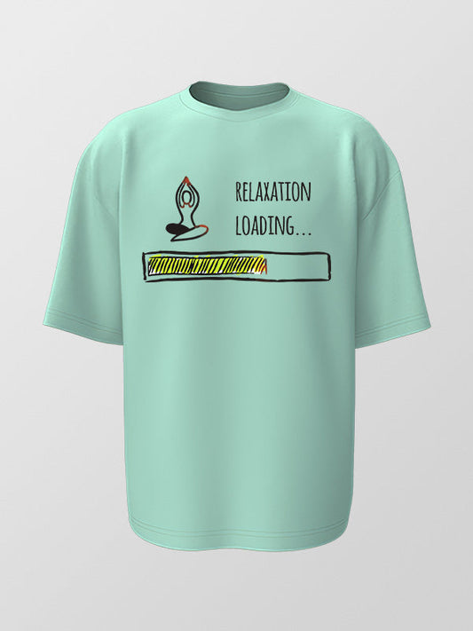 Relaxtion Loading- Mint Round Neck Yoga Oversized T-shirt