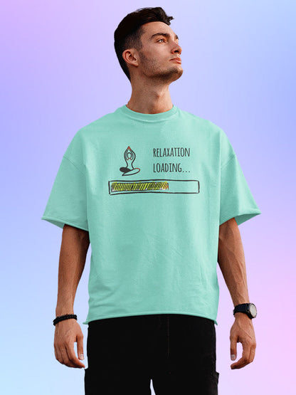 Relaxtion Loading- Mint Round Neck Yoga Oversized T-shirt
