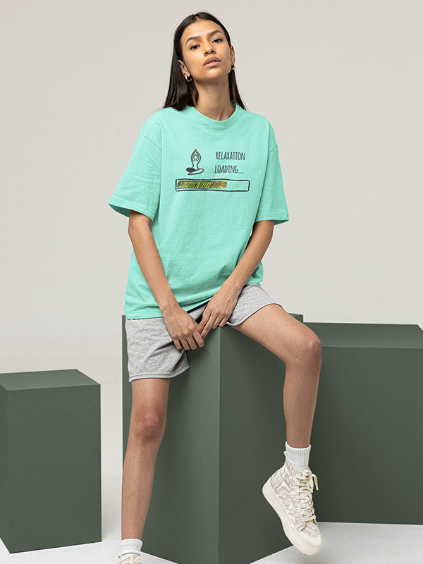 Relaxtion Loading- Mint Round Neck Yoga Oversized T-shirt