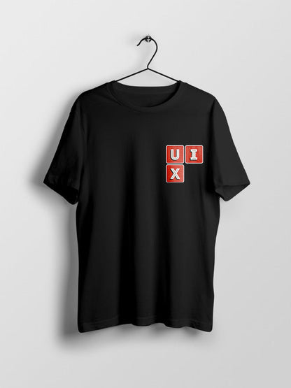 UI UX Tiles- Black Round Neck UI UX T-shirt
